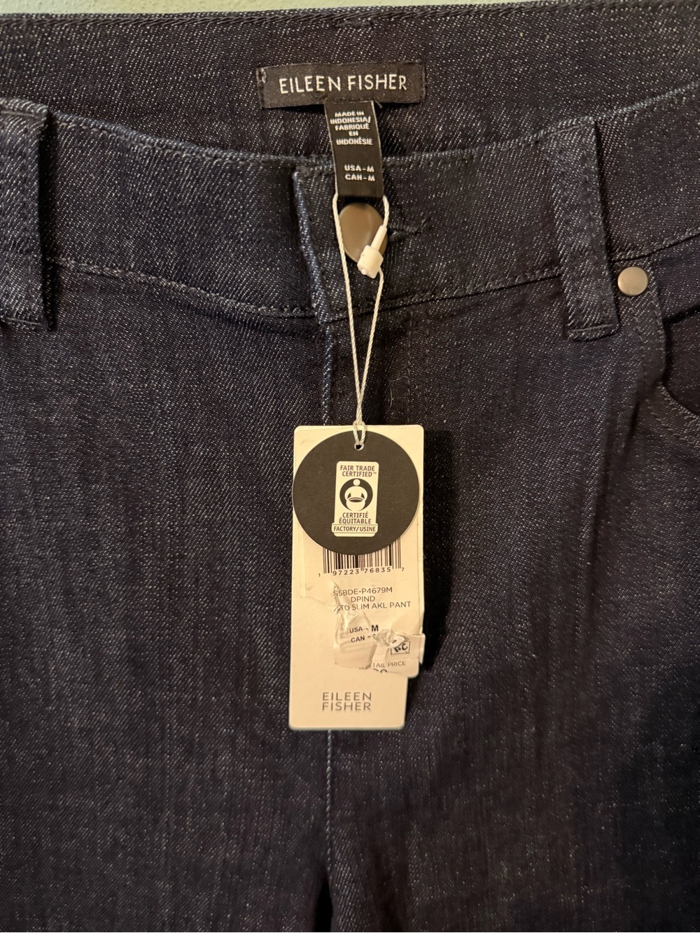 NWT Eileen Fisher Organic Cotton High Waist Slim Ankle Jeans Size Medium - Picture 3 of 10